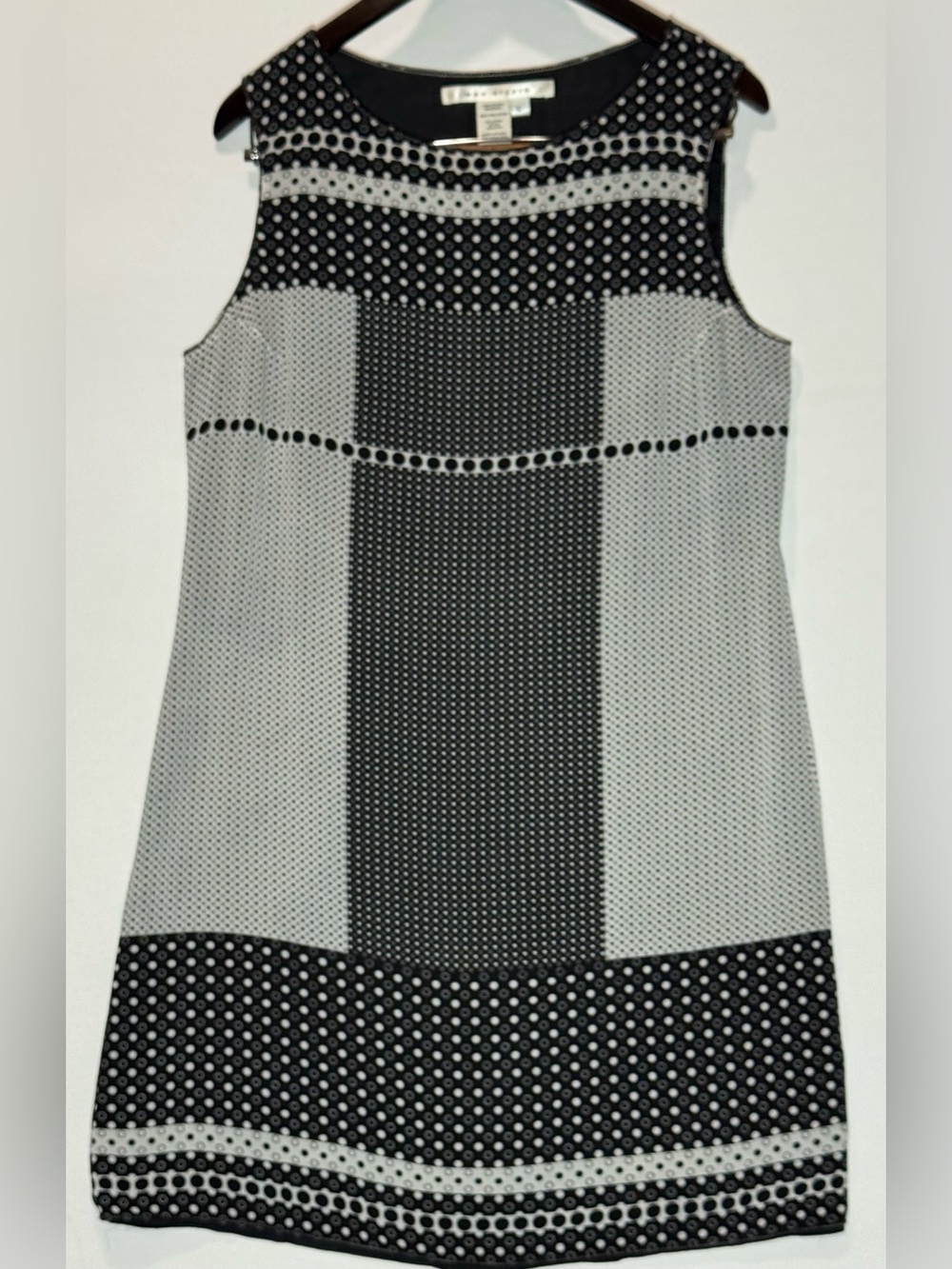 Max Studio Black and White Polka Dot Sleeveless Shift Dress